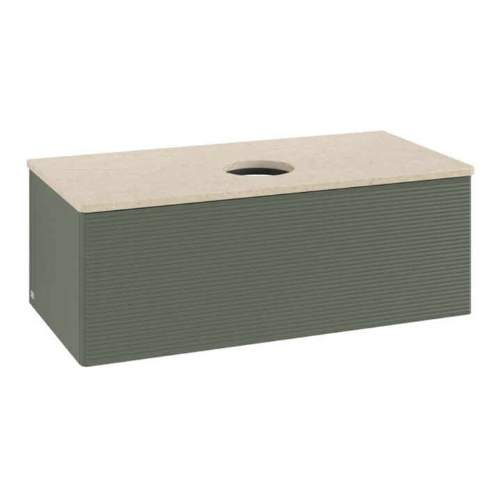 V&B Meuble sous-lavabo avec structure de façade, éclairage Antao 100x36x50cm, WBP botti., lea gre. m Lac