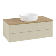 V&B Meuble sous lavabo avec structure de façade - Éclairage Antao 100x36x50cm, WBP chêne hon. Oa, gris mat Lac