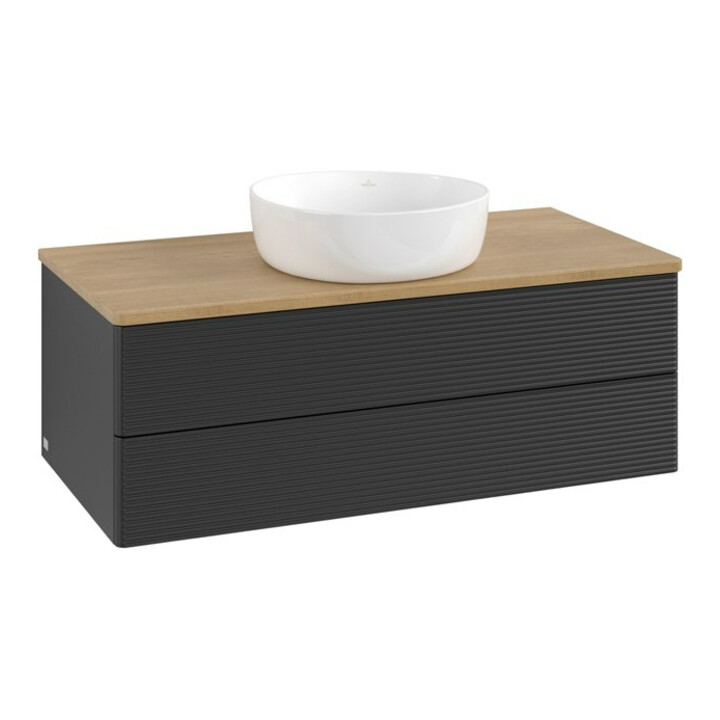 V&B Meuble sous-lavabo avec structure de façade - Éclairage Antao 100x36x50cm, WBP hon. Oa, bleu m Lac