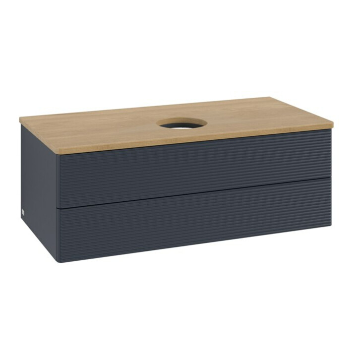 V&B Meuble sous-lavabo avec structure de façade - éclairage Antao 100x36x50cm, WBP hon. Oa, md bl. m Lac