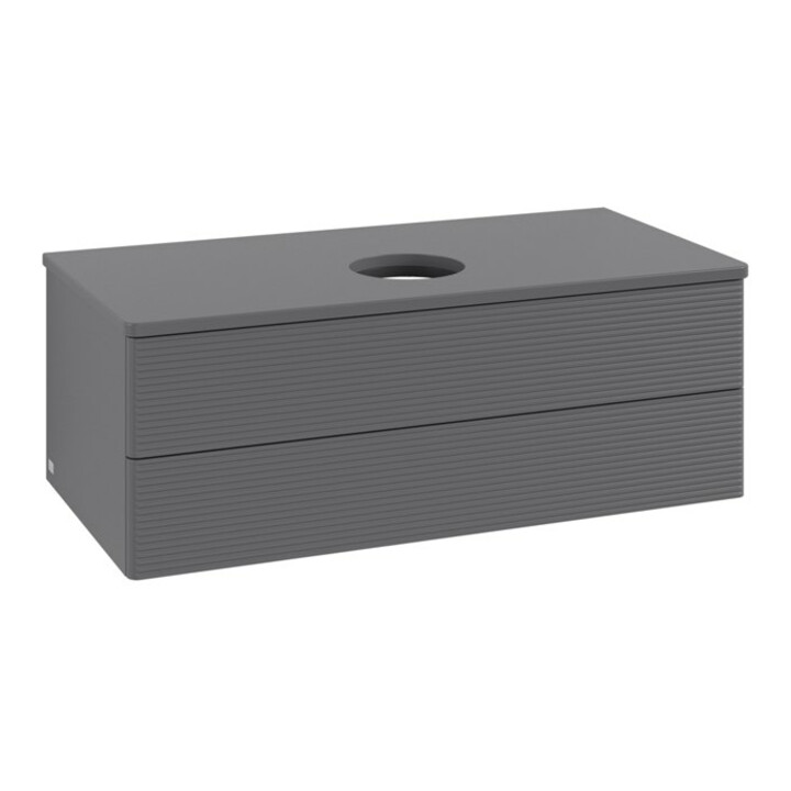 V&B Meuble sous lavabo avec structure de façade - éclairage Antao 100x36x50cm, WBP Lac, anthracite m Lac