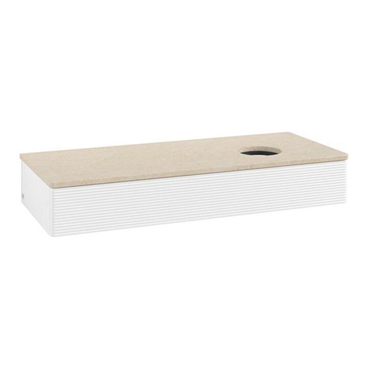 V&B Meuble sous lavabo avec structure de façade, éclairage Antao 120x19x50cm, couleur WBP botti., blanc mat Lac