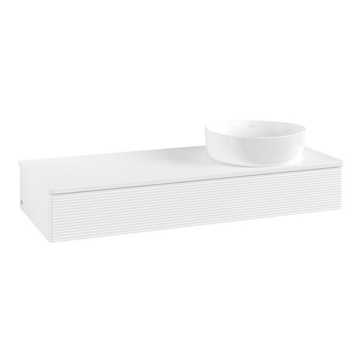 V&B Meuble sous lavabo avec structure de façade, éclairage Antao 120x19x50cm, couleur WBP Lac, blanc avec Lac