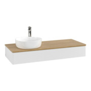 V&B Meuble sous lavabo avec structure de façade, éclairage Antao 120x19x50cm, H-I-P, WBP hon. Oa, blanc laqué-3