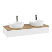 V&B Meuble sous lavabo avec structure de façade, éclairage Antao 120x19x50cm, HG, WBP chêne, blanc, avec Lac