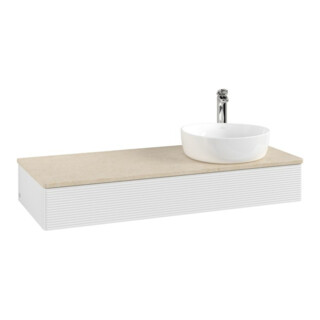 V&B Meuble sous lavabo avec structure de façade, éclairage Antao 120x19x50cm, HL, WBP botti., blanc brillant Lac