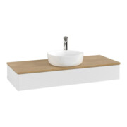 V&B Meuble sous lavabo avec structure de façade, éclairage Antao 120x19x50cm, HL, WBP chêne, blanc laqué-3