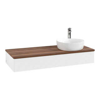 V&B Meuble sous-lavabo avec structure de façade, éclairage Antao 120x19x50cm, HL, WBP chêne sauvage, blanc mat Lac