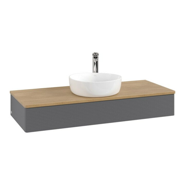 V&B Meuble sous lavabo avec structure de façade, éclairage Antao 120x19x50cm, HL, WBP hon. Oa, A m Lac
