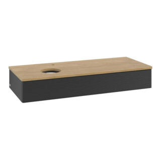 V&B Meuble sous lavabo avec structure de façade, éclairage Antao 120x19x50cm, HL, WBP hon. Oa, bleu m Lac