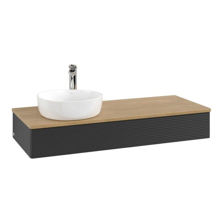 V&B Meuble sous lavabo avec structure de façade, éclairage Antao 120x19x50cm, HL, WBP hon. Oa, bleu m Lac