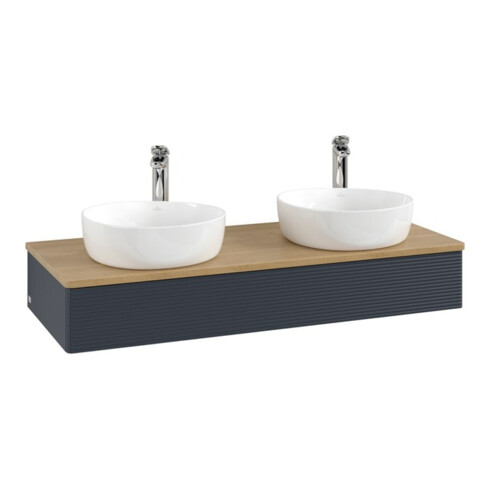 V&B Meuble sous lavabo avec structure de façade, éclairage Antao 120x19x50cm, HL, WBP hon. Oa, md b m Lac