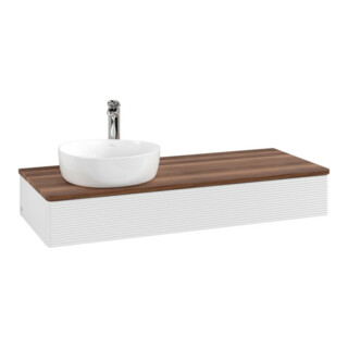 V&B Meuble sous lavabo avec structure de façade, éclairage Antao 120x19x50cm, HL, WBP w. wal, blanc brillant Lac