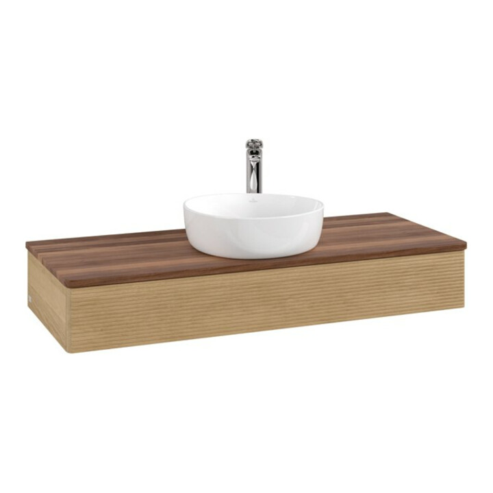 V&B Meuble sous-lavabo avec structure de façade, éclairage Antao 120x19x50cm, HL, WBP w. wal, hon. Oa