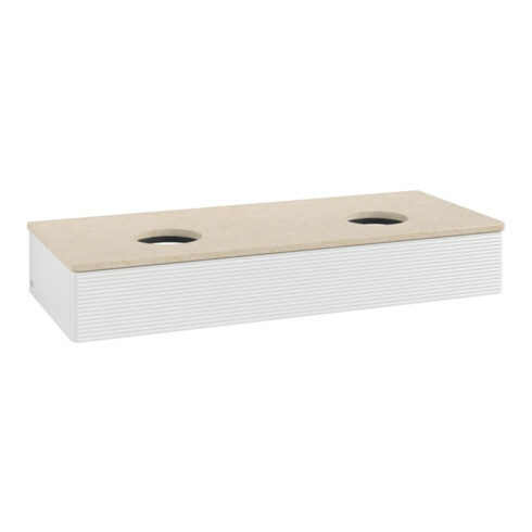 V&B Meuble sous lavabo avec structure de façade, éclairage Antao 120x19x50cm, WBP botti., blanc brillant Lac