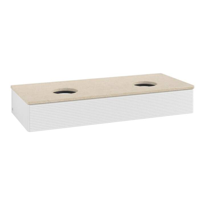 V&B Meuble sous lavabo avec structure de façade, éclairage Antao 120x19x50cm, WBP botti., blanc brillant Lac