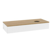 V&B Meuble sous lavabo avec structure de façade, éclairage Antao 120x19x50cm, WBP chêne, blanc mat laqué-3