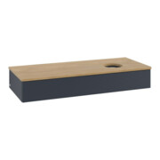 V&B Meuble sous lavabo avec structure de façade, éclairage Antao 120x19x50cm, WBP chêne hon. Oa, avec bleu m Lac