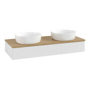 V&B Meuble sous lavabo avec structure de façade, éclairage Antao 120x19x50cm, WBP hon. Oa, blanc brillant Lac