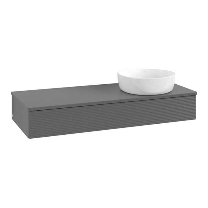 V&B Meuble sous lavabo avec structure de façade, éclairage Antao 120x19x50cm, WBP Laqué, Anthracite m Laqué
