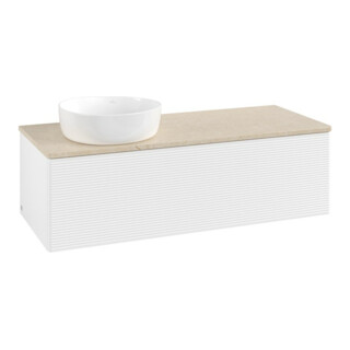 V&B Meuble sous lavabo avec structure de façade, éclairage Antao 120x36x50cm, couleur WBP botti., blanc mat