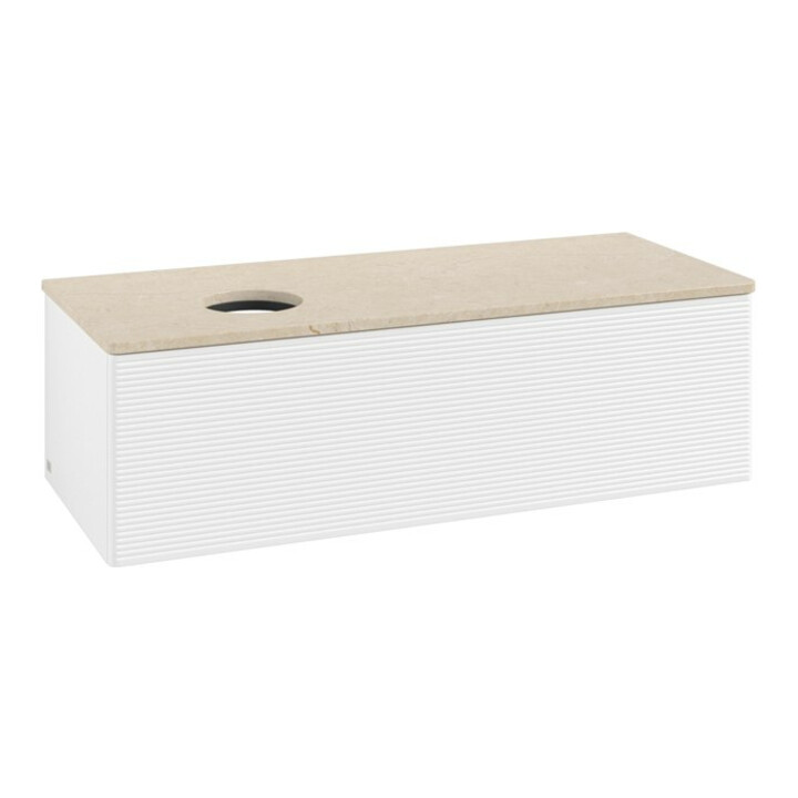 V&B Meuble sous lavabo avec structure de façade, éclairage Antao 120x36x50cm, couleur WBP botti., blanc mat