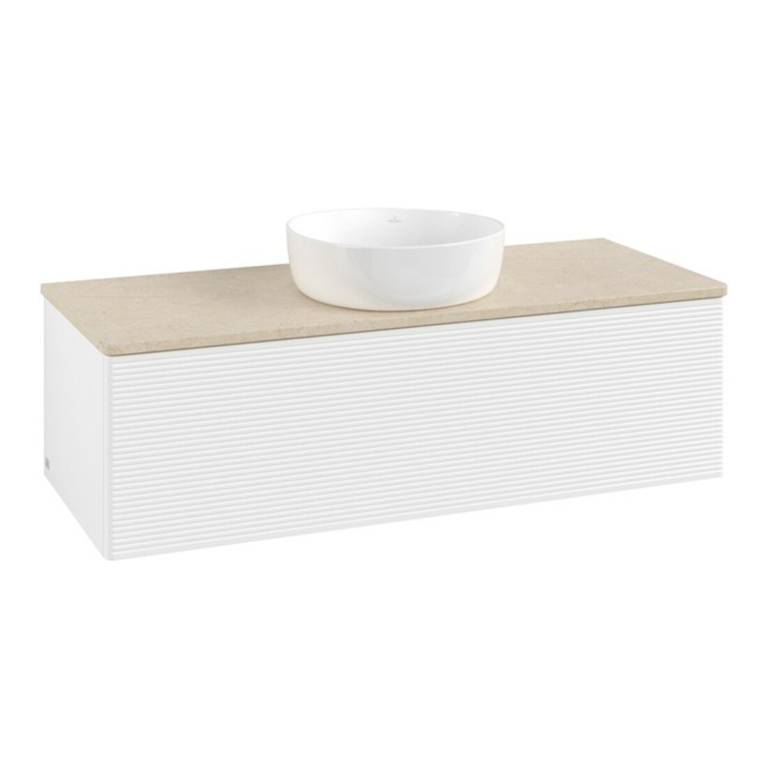 V&B Meuble sous-lavabo avec structure de façade, éclairage Antao 120x36x50cm, couleur WBP botti., blanc mat Lac