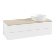 V&B Meuble sous lavabo avec structure de façade, éclairage Antao 120x36x50cm, couleur WBP botti., blanc mat Lac