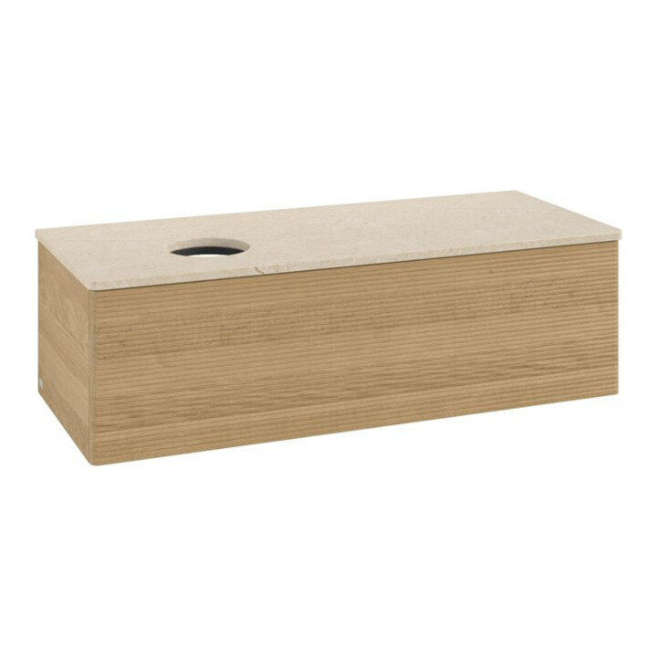 V&B Meuble sous-lavabo avec structure de façade, éclairage Antao 120x36x50cm, couleur WBP botti, chêne miel