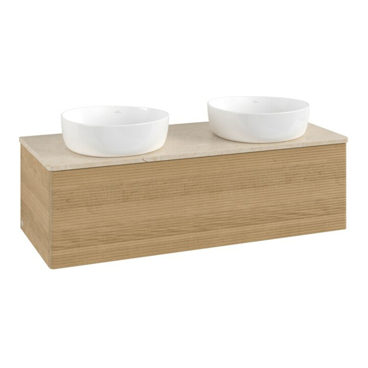 V&B Meuble sous lavabo avec structure de façade, éclairage Antao 120x36x50cm, couleur WBP botti., chêne miel