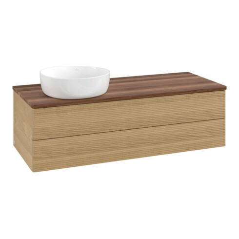 V&B Meuble sous lavabo avec structure de façade, éclairage Antao 120x36x50cm, couleur WBP chêne miel