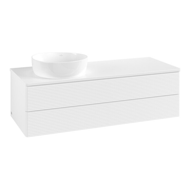 V&B Meuble sous-lavabo avec structure de façade, éclairage Antao 120x36x50cm, couleur WBP Lac, blanc avec Lac