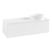V&B Meuble sous lavabo avec structure de façade, éclairage Antao 120x36x50cm, couleur WBP Lac, blanc avec Lac-3