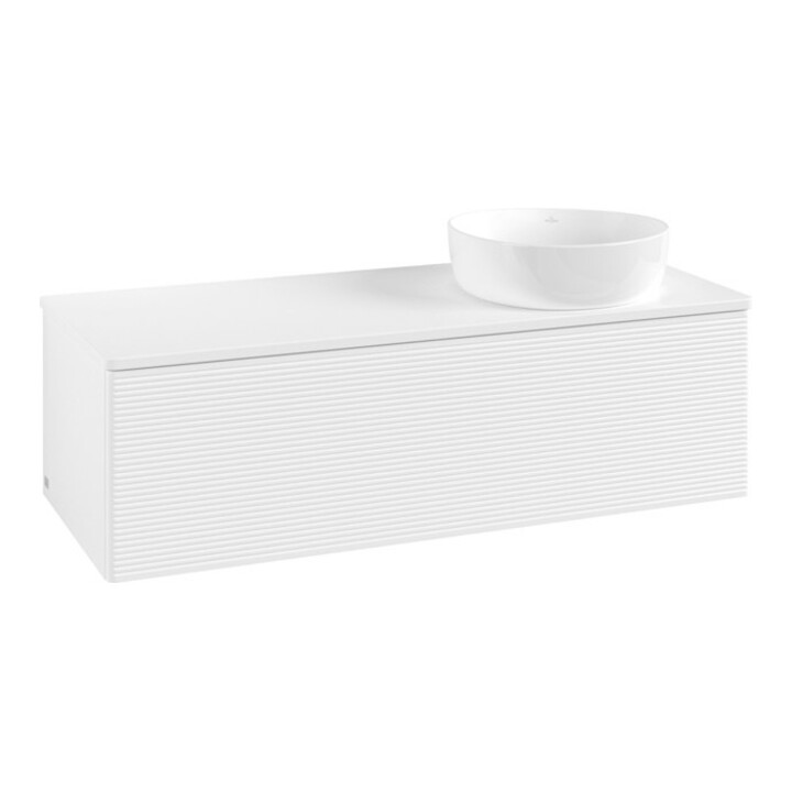 V&B Meuble sous lavabo avec structure de façade, éclairage Antao 120x36x50cm, couleur WBP Lac, blanc avec Lac