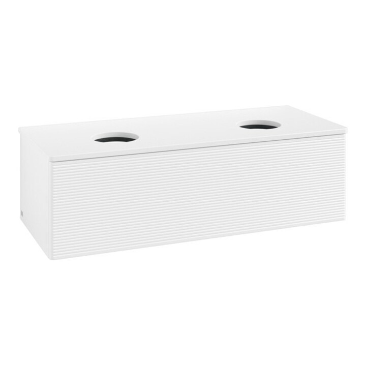 V&B Meuble sous-lavabo avec structure de façade, éclairage Antao 120x36x50cm, couleur WBP Lac, blanc avec Lac