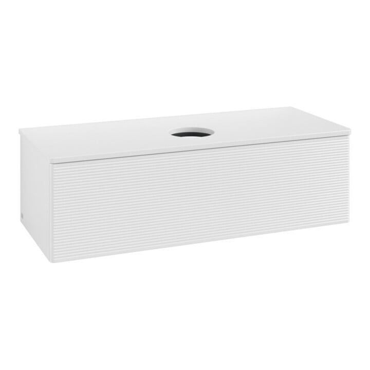 V&B Meuble sous-lavabo avec structure de façade, éclairage Antao 120x36x50cm, couleur WBP Lac, blanc brillant Lac