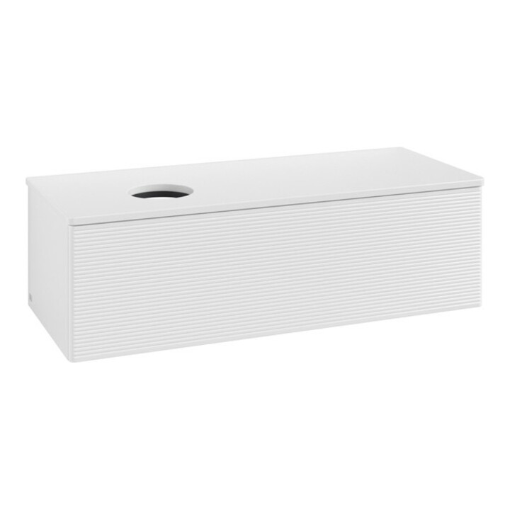 V&B Meuble sous lavabo avec structure de façade, éclairage Antao 120x36x50cm, couleur WBP Lac, blanc brillant Lac