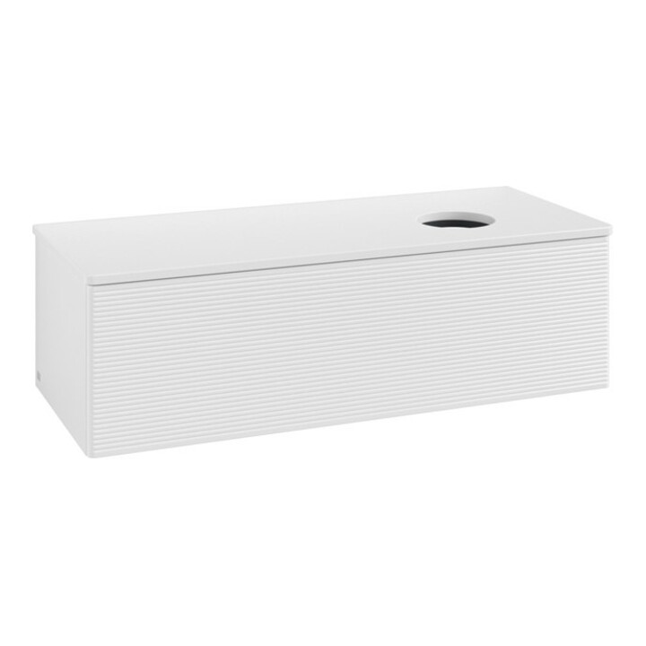V&B Meuble sous lavabo avec structure de façade, éclairage Antao 120x36x50cm, couleur WBP Lac, blanc brillant Lac