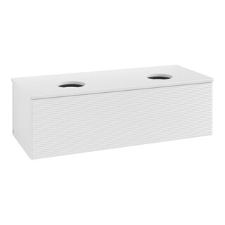 V&B Meuble sous lavabo avec structure de façade, éclairage Antao 120x36x50cm, couleur WBP Lac, blanc brillant Lac