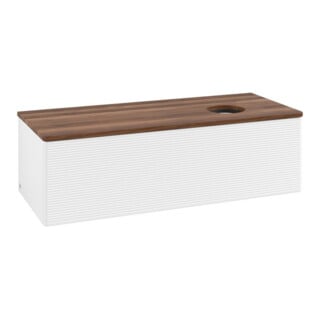 V&B Meuble sous lavabo avec structure de façade, éclairage Antao 120x36x50cm, couleur WBP w. wal, blanc m Lac