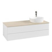 V&B Meuble sous-lavabo avec structure de façade, éclairage Antao 120x36x50cm, H I P, WBP botti., blanc brillant Lac