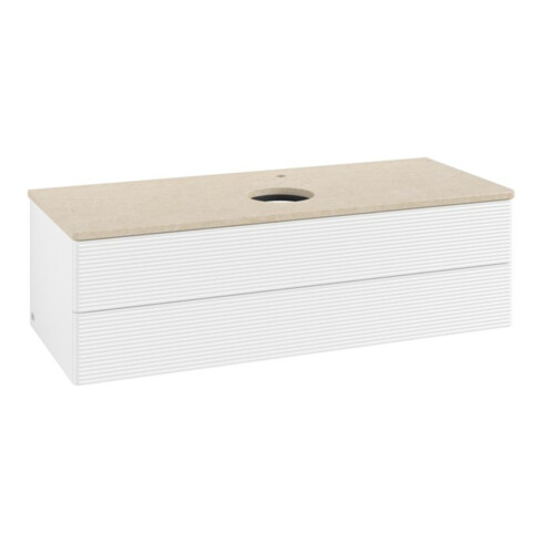 V&B Meuble sous lavabo avec structure de façade, éclairage Antao 120x36x50cm, H I P, WBP botti., blanc mat Lac