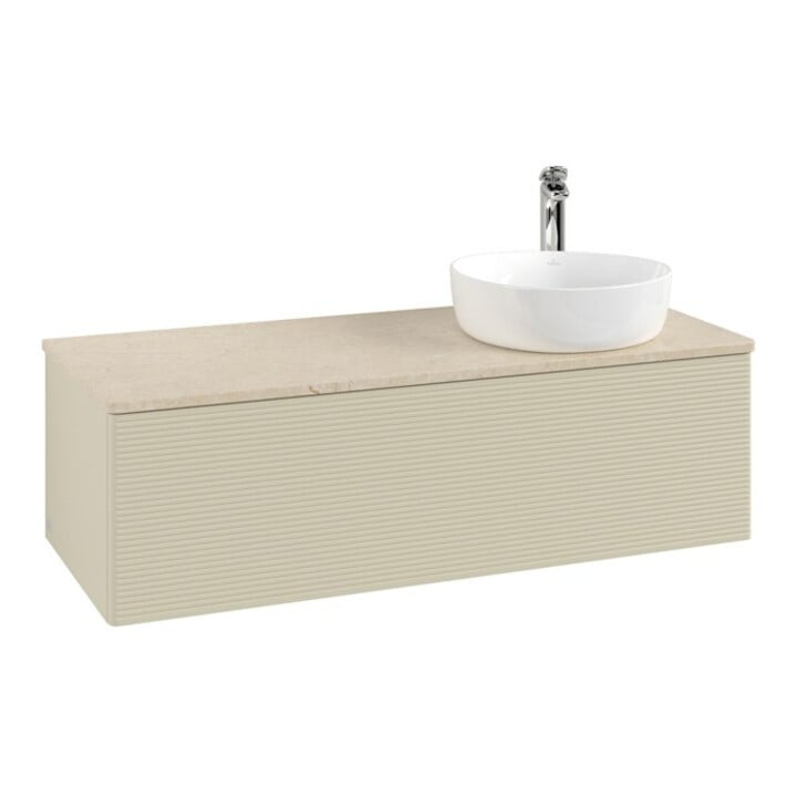 V&B Meuble sous lavabo avec structure de façade, éclairage Antao 120x36x50cm, H I P, WBP botti., si Gr m Lac