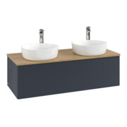V&B Meuble sous-lavabo avec structure de façade, éclairage Antao 120x36x50cm, H I P, WBP chêne hon., avec miroir et éclairage Lac-3