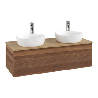 V&B Meuble sous lavabo avec structure de façade, éclairage Antao 120x36x50cm, H I P, WBP chêne hon. Oa, blanc wal
