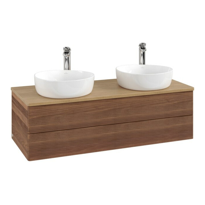 V&B Meuble sous lavabo avec structure de façade, éclairage Antao 120x36x50cm, H I P, WBP chêne hon. Oa, blanc wal