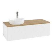 V&B Meuble sous lavabo avec structure de façade, éclairage Antao 120x36x50cm, H - L, WBP chêne huilé, blanc avec laque