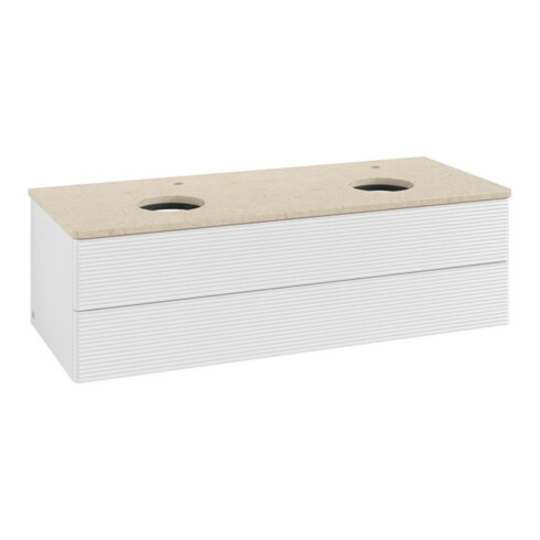 V&B Meuble sous lavabo avec structure de façade, éclairage Antao 120x36x50cm, HI, WBP botti., blanc brillant Lac