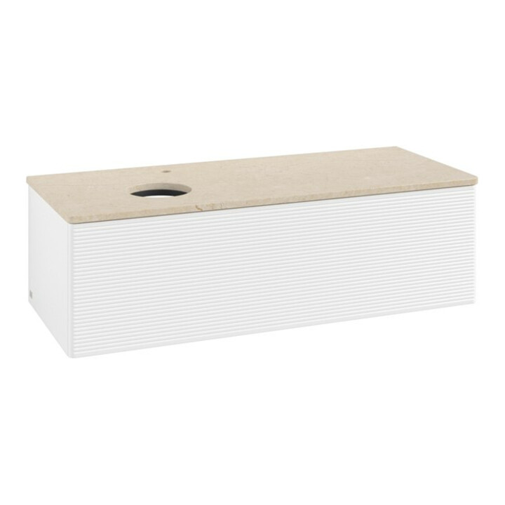 V&B Meuble sous lavabo avec structure de façade, éclairage Antao 120x36x50cm, HI, WBP botti., blanc mat avec Lac