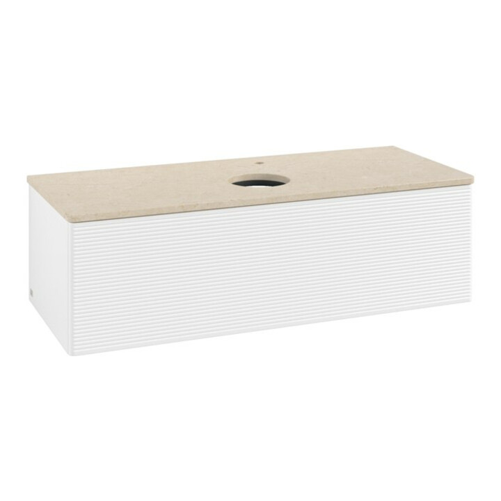 V&B Meuble sous-lavabo avec structure de façade, éclairage Antao 120x36x50cm, HI, WBP botti., blanc mat Lac